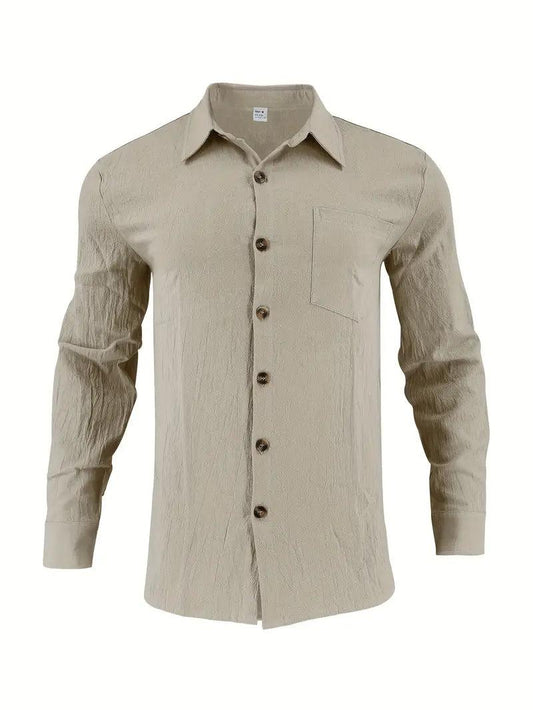 Koszula męska codzienna z długim rękawem i guzikami