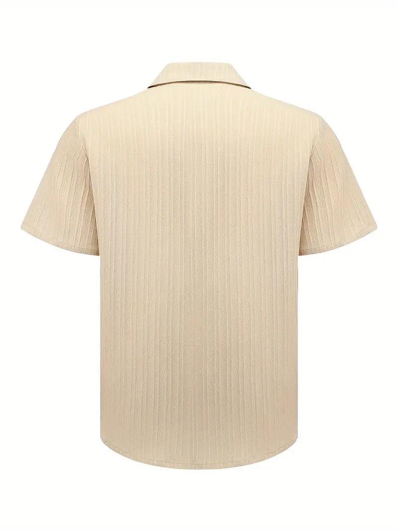 Koszula męska codzienna z krótkim rękawem i modnymi klapami